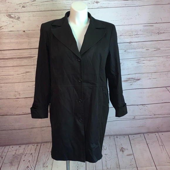 Rachel Adam's Black Long Jacket Coat Floral Inside 18 - Picture 1 of 6